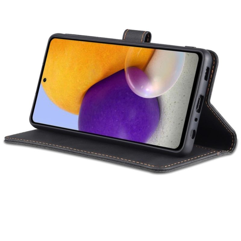 Capa De Couro Para Samsung Galaxy A72 4G / A72 5G Efeito Couro Azns