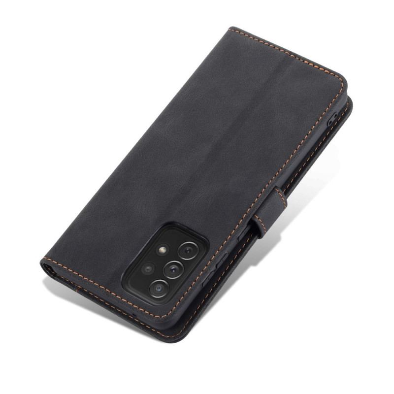Capa De Couro Para Samsung Galaxy A72 4G / A72 5G Efeito Couro Azns