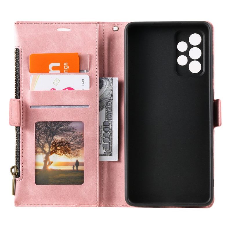 Capa De Couro Para Samsung Galaxy A72 4G / A72 5G Porta-moedas E Porta-cartões