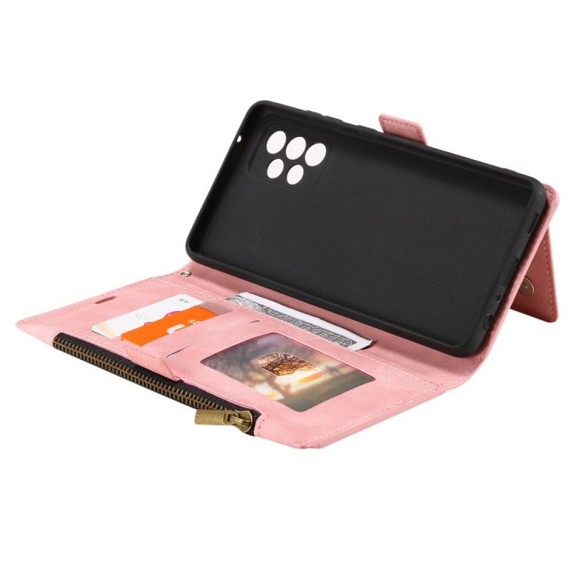 Capa De Couro Para Samsung Galaxy A72 4G / A72 5G Porta-moedas E Porta-cartões