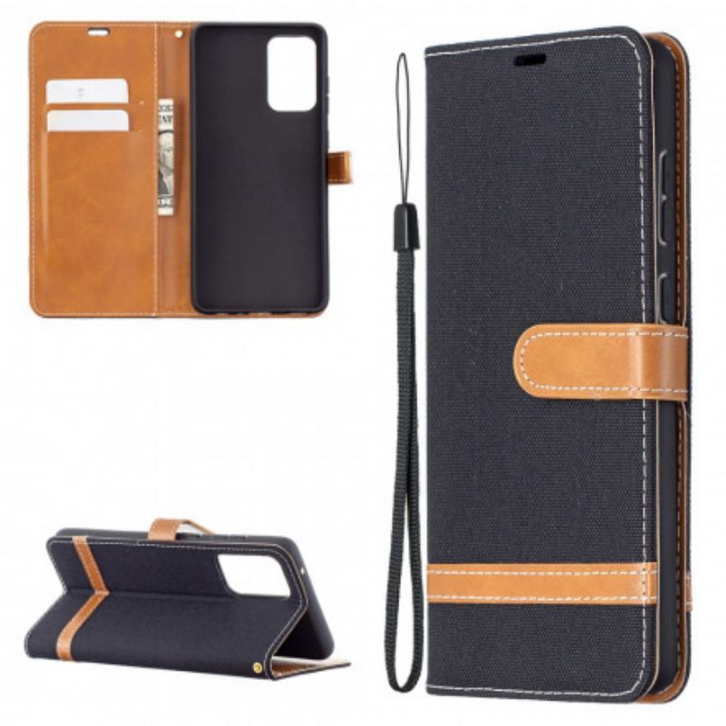 Capa De Couro Para Samsung Galaxy A72 4G / A72 5G Tecido E Efeito Couro