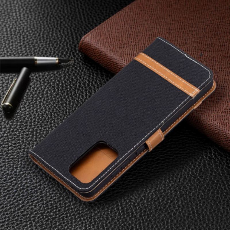 Capa De Couro Para Samsung Galaxy A72 4G / A72 5G Tecido E Efeito Couro
