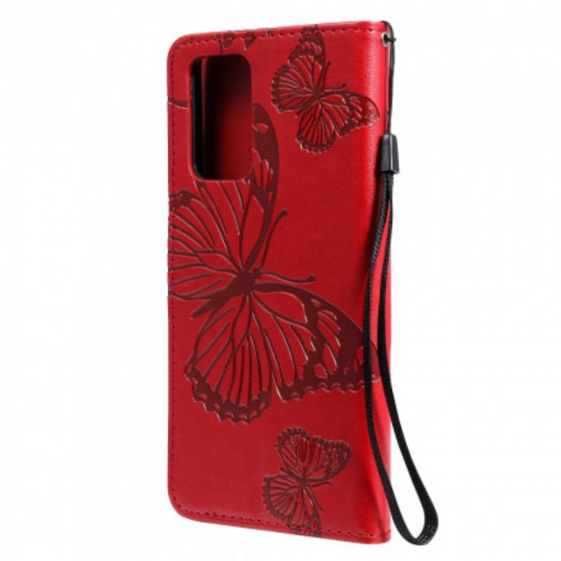 Capa Flip Para Samsung Galaxy A72 4G / A72 5G De Cordão Borboletas Gigantes