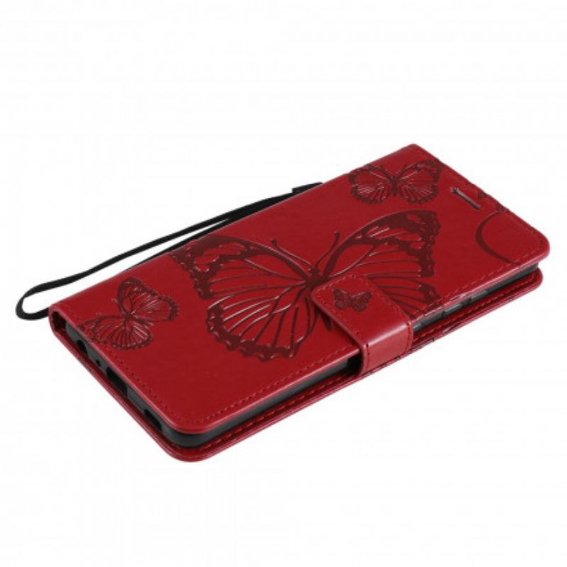 Capa Flip Para Samsung Galaxy A72 4G / A72 5G De Cordão Borboletas Gigantes