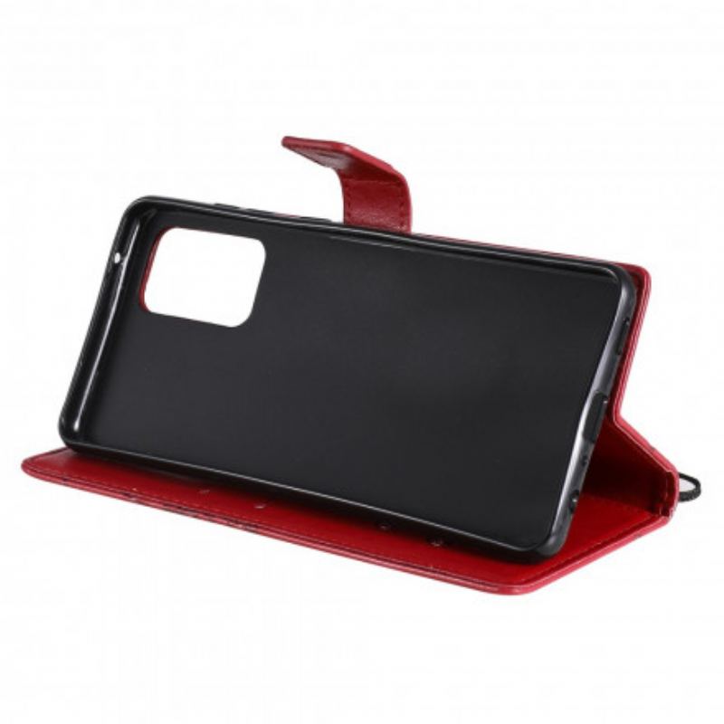 Capa Flip Para Samsung Galaxy A72 4G / A72 5G De Cordão Borboletas Gigantes