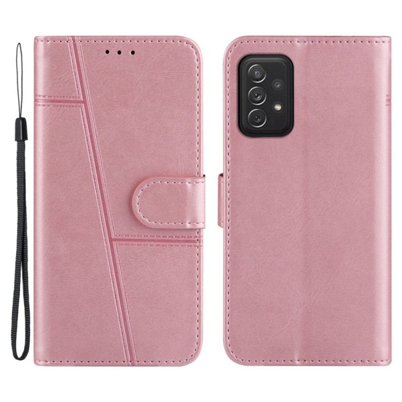 Capa Flip Para Samsung Galaxy A72 4G / A72 5G De Cordão Strappy Geo Leather Effect
