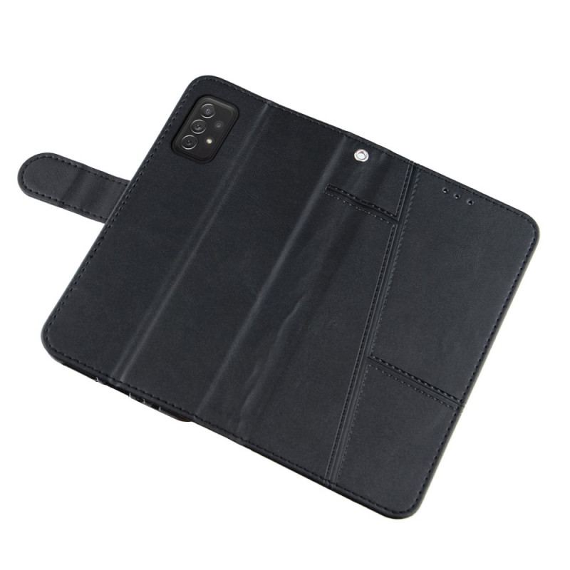 Capa Flip Para Samsung Galaxy A72 4G / A72 5G De Cordão Strappy Geo Leather Effect