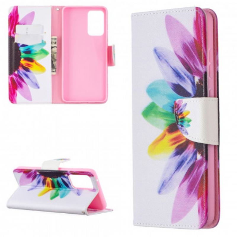Capa Flip Para Samsung Galaxy A72 4G / A72 5G Flor Aquarela