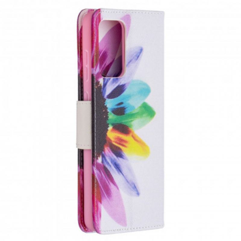 Capa Flip Para Samsung Galaxy A72 4G / A72 5G Flor Aquarela