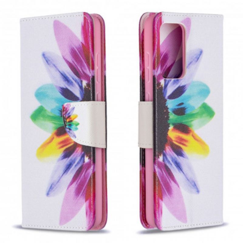 Capa Flip Para Samsung Galaxy A72 4G / A72 5G Flor Aquarela