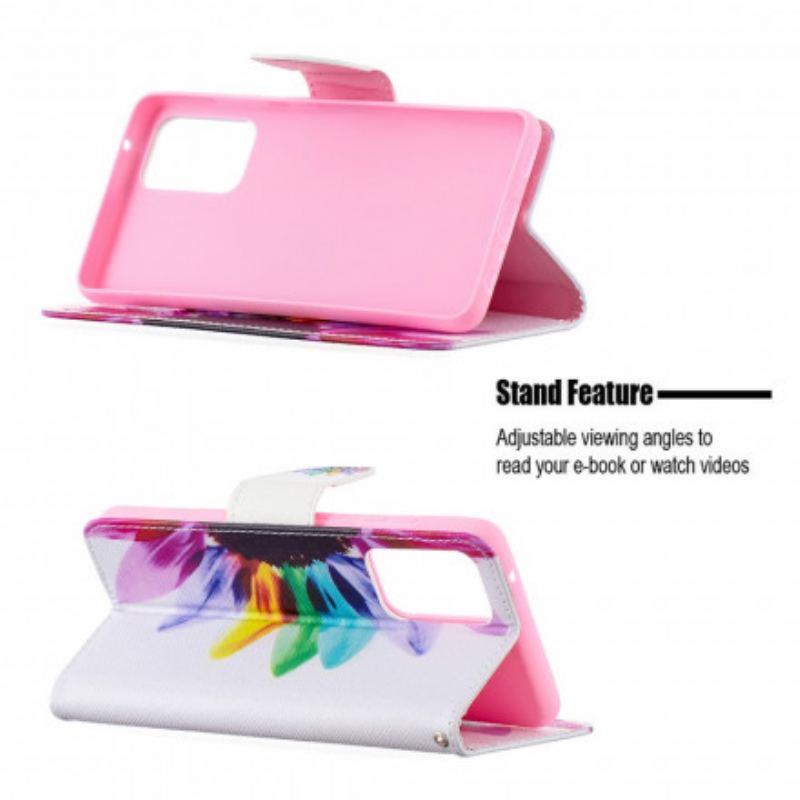 Capa Flip Para Samsung Galaxy A72 4G / A72 5G Flor Aquarela
