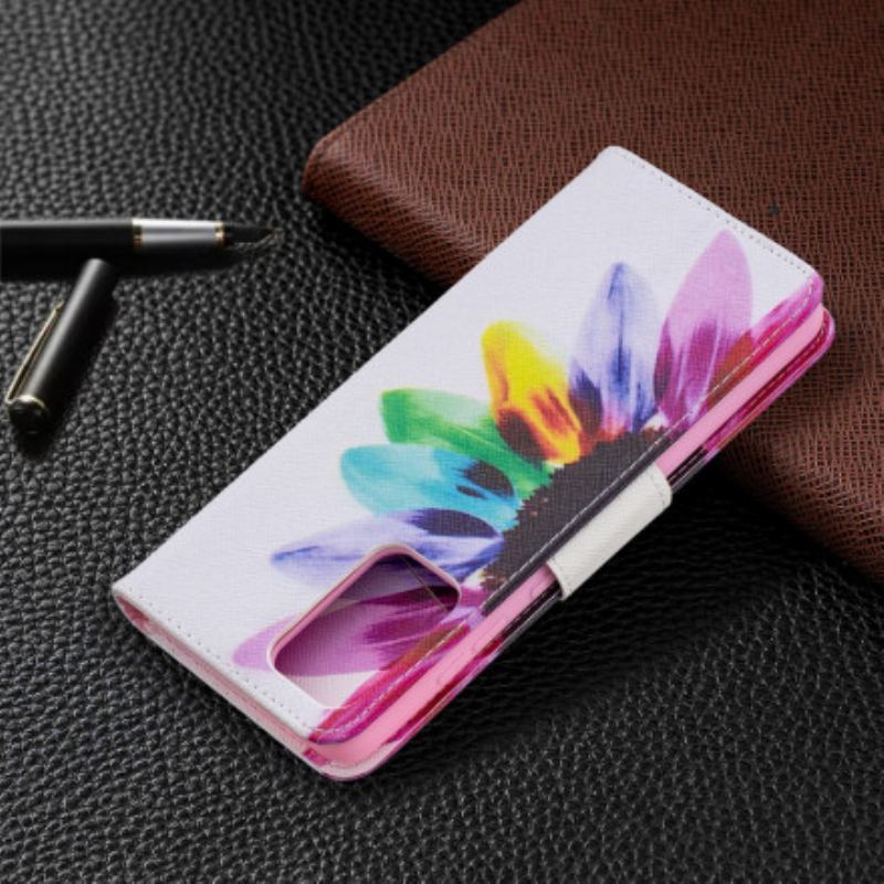 Capa Flip Para Samsung Galaxy A72 4G / A72 5G Flor Aquarela