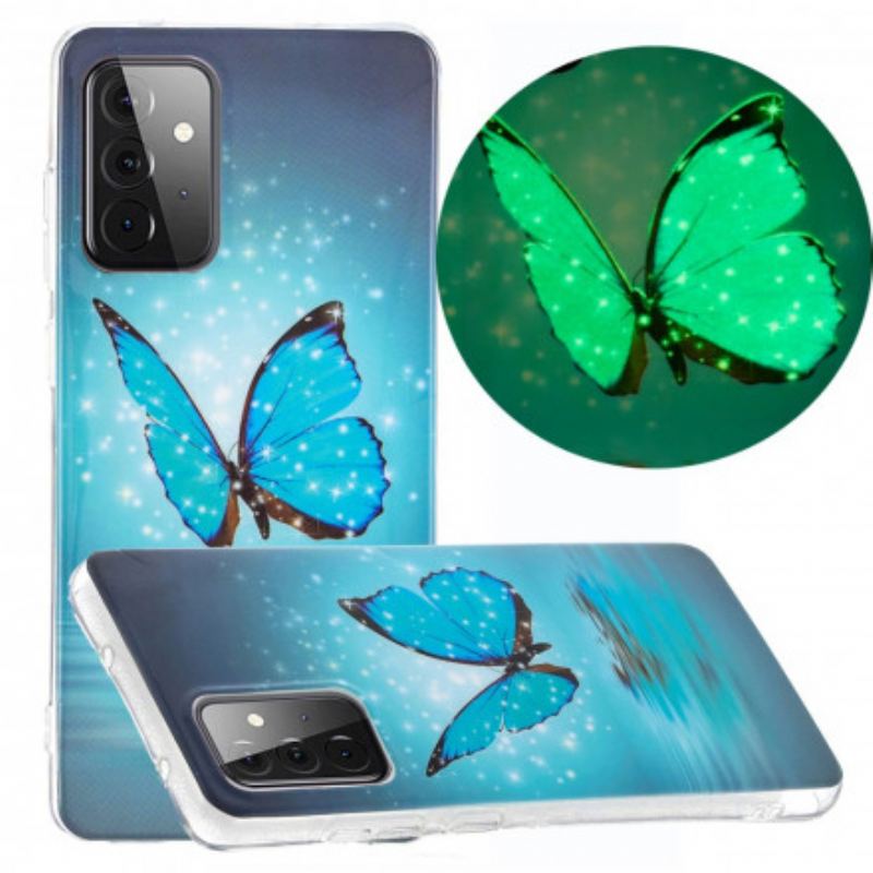Capa Para Samsung Galaxy A72 4G / A72 5G Série Borboletas Fluorescentes