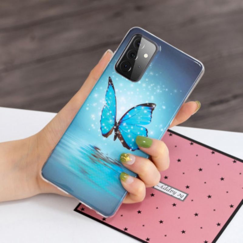 Capa Para Samsung Galaxy A72 4G / A72 5G Série Borboletas Fluorescentes