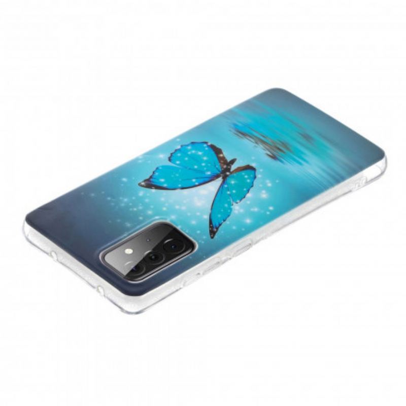 Capa Para Samsung Galaxy A72 4G / A72 5G Série Borboletas Fluorescentes