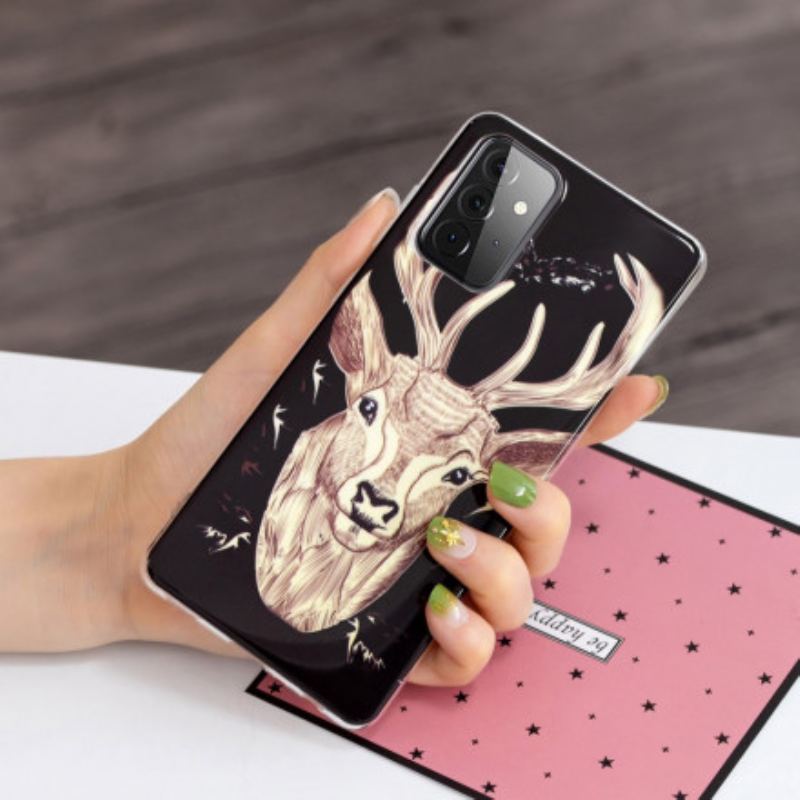 Capa Para Samsung Galaxy A72 4G / A72 5G Veado Majestoso Fluorescente
