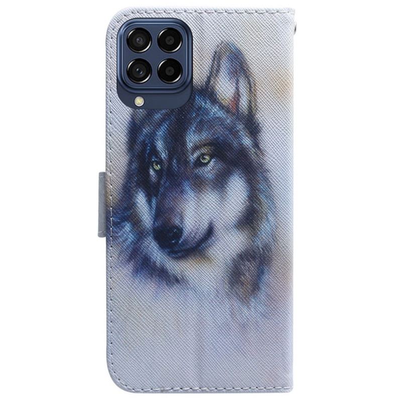 Capa De Couro Para Samsung Galaxy M53 5G Cachorro Aquarela
