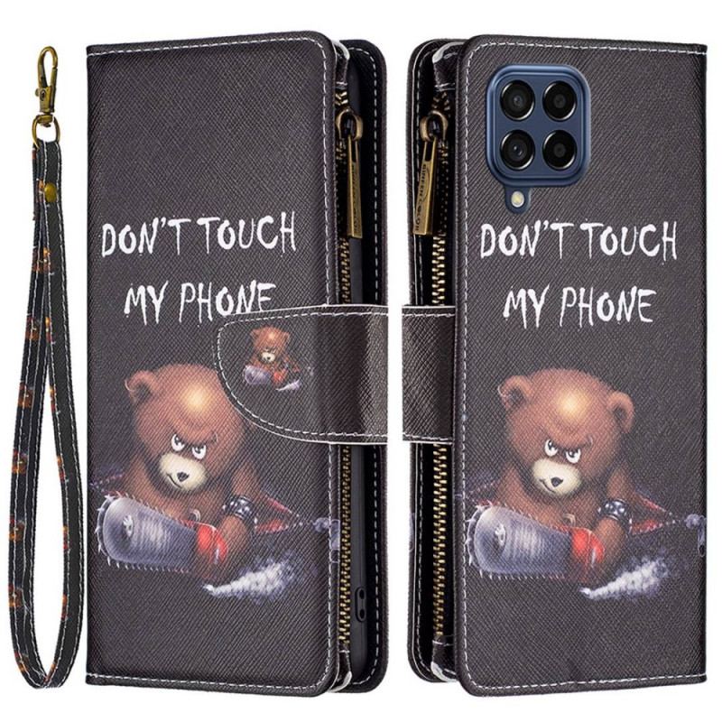 Capa De Couro Para Samsung Galaxy M53 5G Capa Tipo Carteira Carteira De Urso