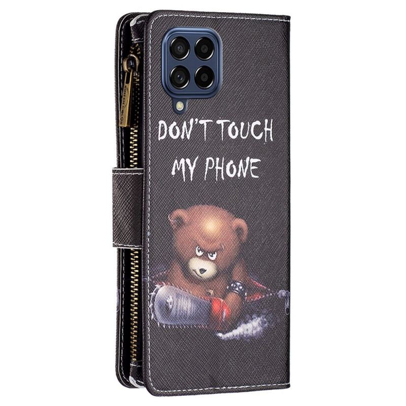 Capa De Couro Para Samsung Galaxy M53 5G Capa Tipo Carteira Carteira De Urso