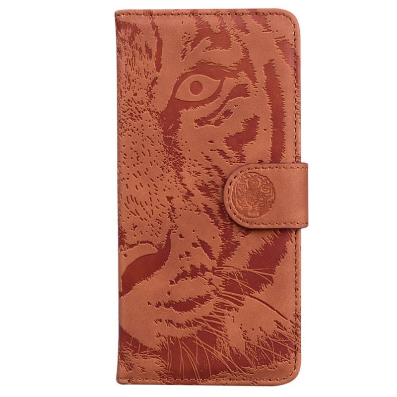 Capa Em Pele Para Samsung Galaxy M53 5G Estampa De Tigre