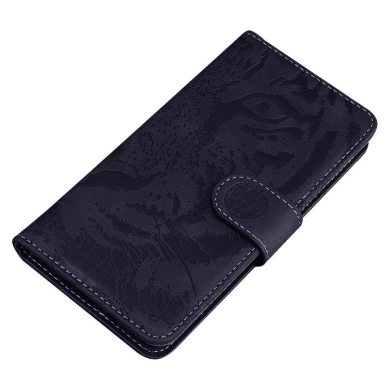 Capa Em Pele Para Samsung Galaxy M53 5G Estampa De Tigre