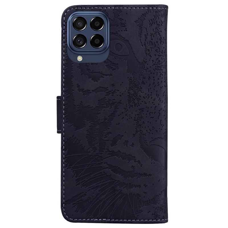 Capa Em Pele Para Samsung Galaxy M53 5G Estampa De Tigre