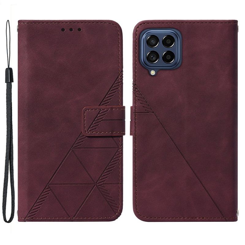 Capa Flip Para Samsung Galaxy M53 5G De Cordão Cintas Triângulos