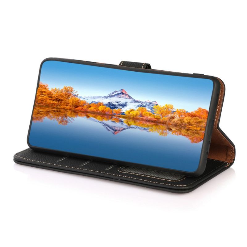Capa Flip Para Samsung Galaxy M53 5G Khazneh Rfid Couro Genuíno