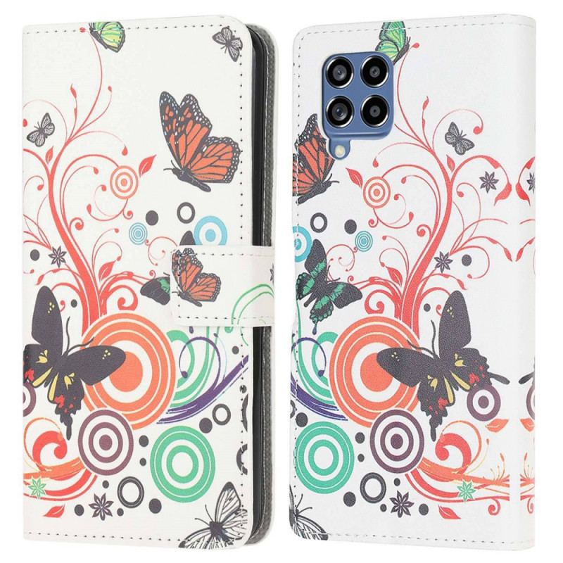 Capa Folio Para Samsung Galaxy M53 5G Borboletas Coloridas