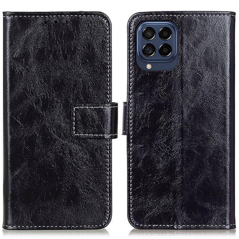 Capa Folio Para Samsung Galaxy M53 5G Couro Sintético Brilhante E Costura