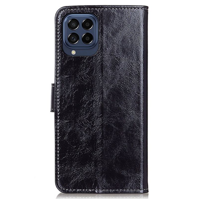 Capa Folio Para Samsung Galaxy M53 5G Couro Sintético Brilhante E Costura