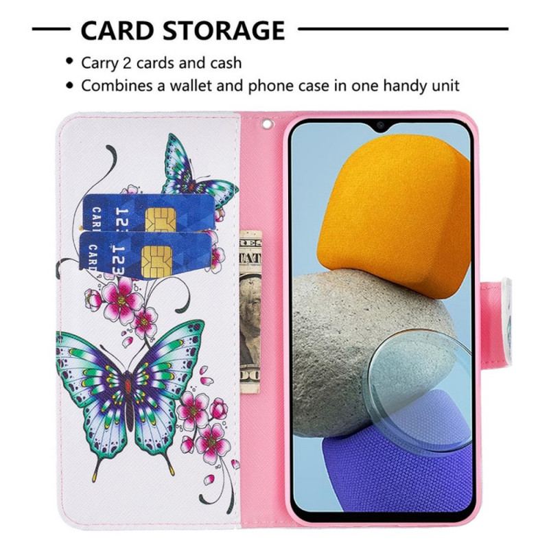 Capa Folio Para Samsung Galaxy M53 5G Declínio Borboletas