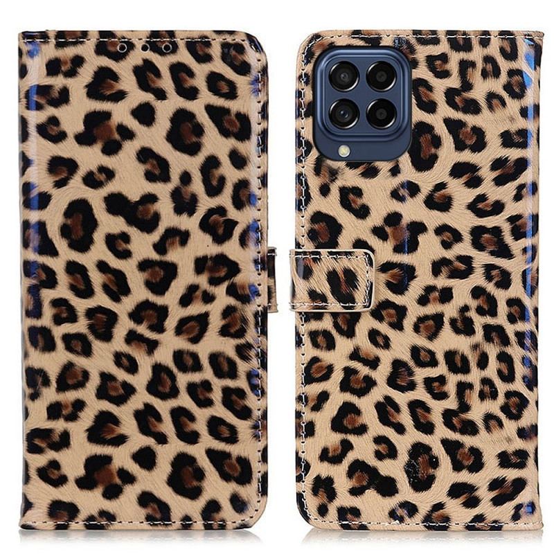 Capa Folio Para Samsung Galaxy M53 5G Pequeno Efeito Leopardo