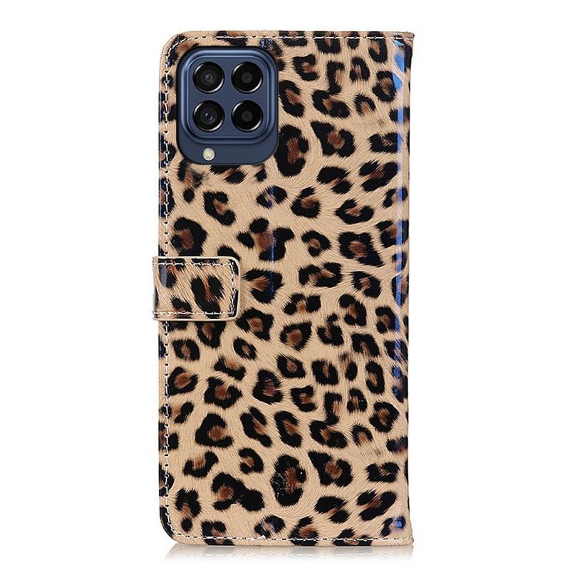 Capa Folio Para Samsung Galaxy M53 5G Pequeno Efeito Leopardo