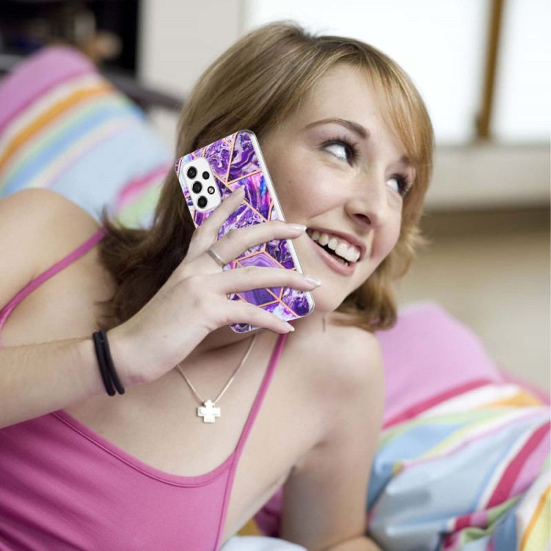 Capa Para Samsung Galaxy M53 5G Mármore Geométrico Chamativo