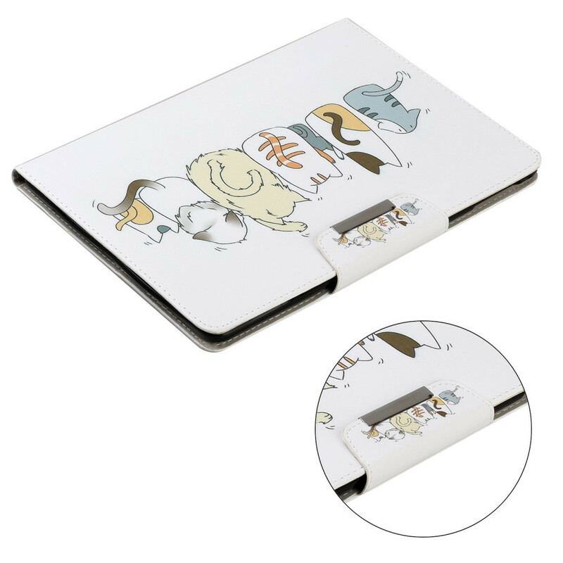 Capa De Couro Para iPad 10.2" (2020) (2019) Pilha De Gatos