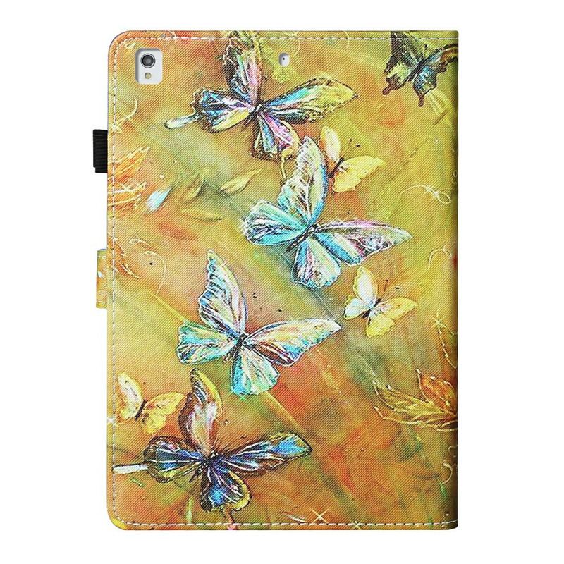 Capa Em Pele Para iPad 10.2" (2020) (2019) Borboletas Pintadas