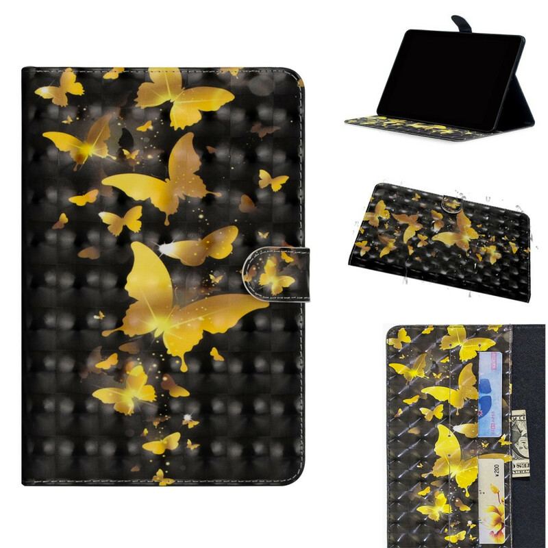 Capa Flip Para iPad 10.2" (2020) (2019) Borboletas Amarelas