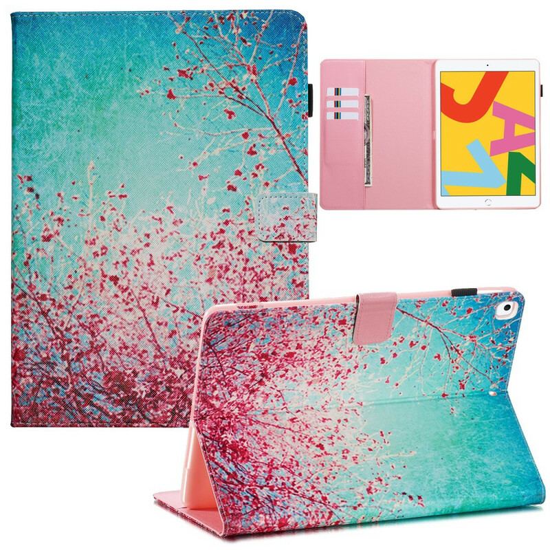Capa Folio Para iPad 10.2" (2020) (2019) Ramos Vermelhos