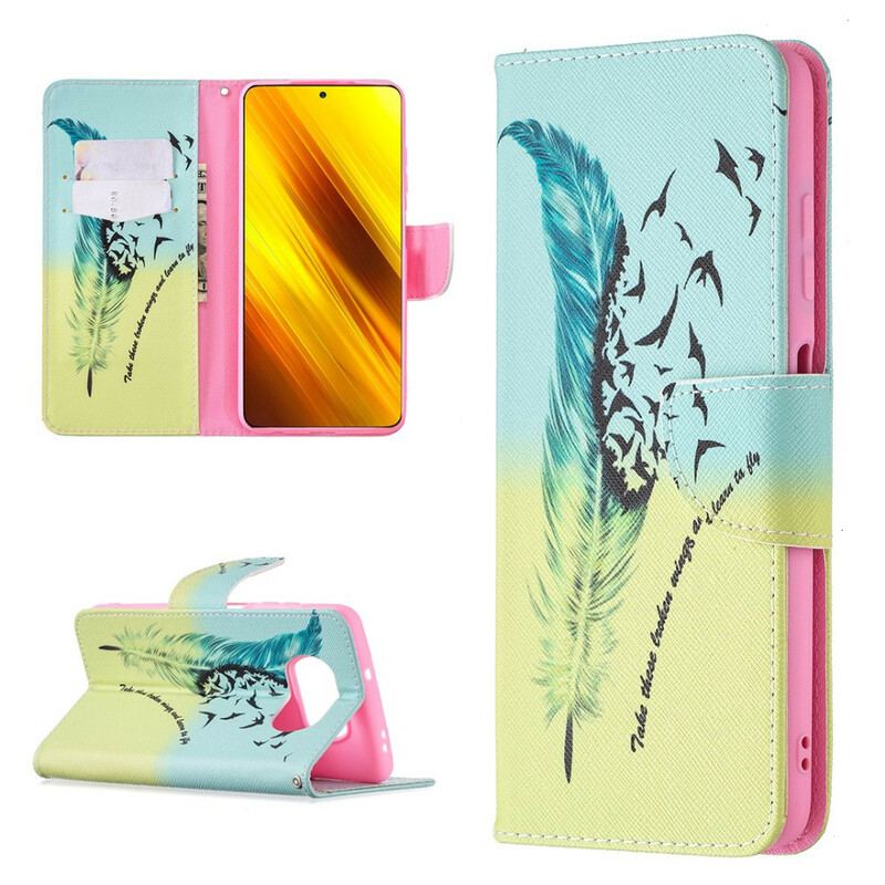 Capa De Couro Para Poco X3 / X3 Pro / X3 NFC Aprender A Voar