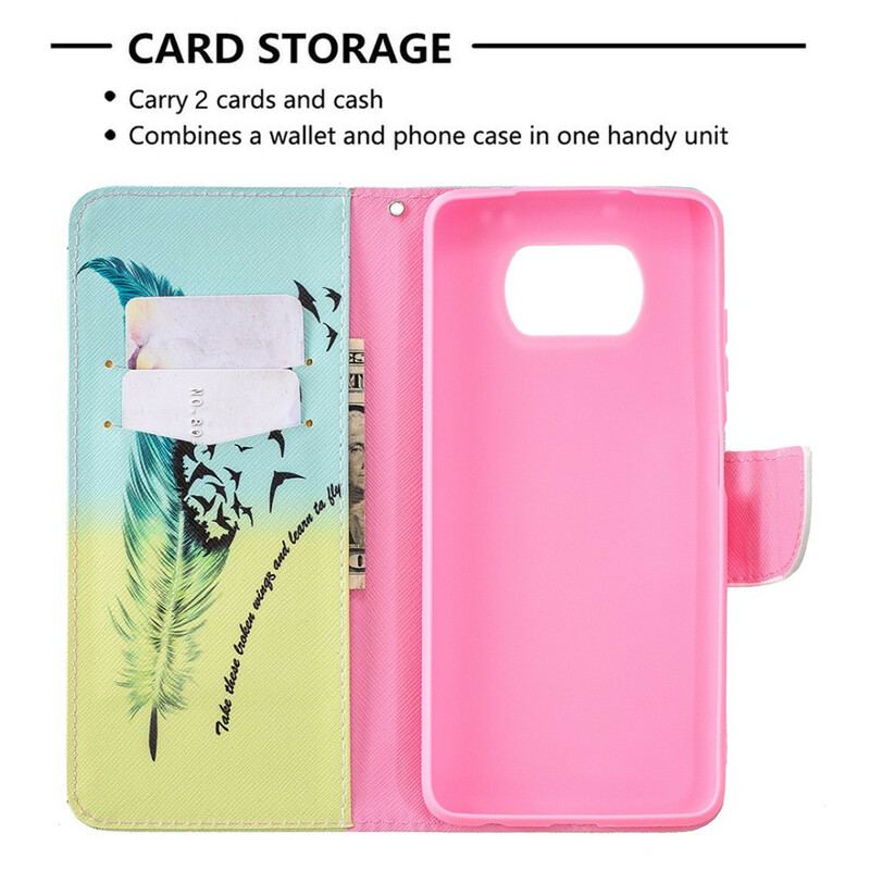 Capa De Couro Para Poco X3 / X3 Pro / X3 NFC Aprender A Voar
