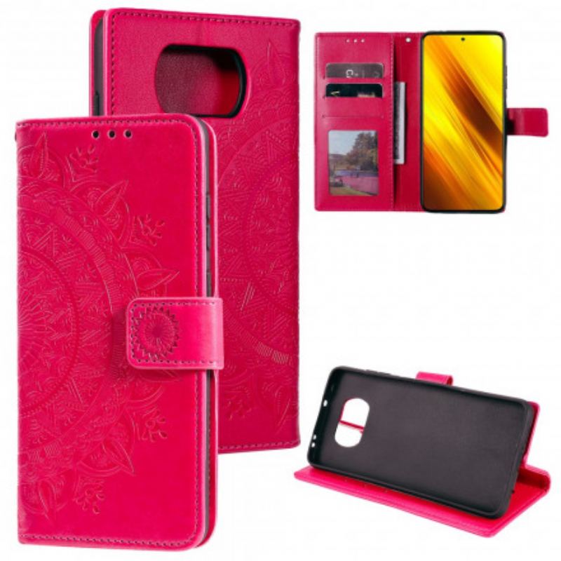 Capa De Couro Para Poco X3 / X3 Pro / X3 NFC Mandala Do Sol