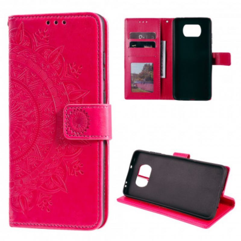 Capa De Couro Para Poco X3 / X3 Pro / X3 NFC Mandala Do Sol