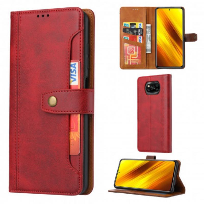 Capa De Couro Para Poco X3 / X3 Pro / X3 NFC Titular De Cartão Frontal Com Alça