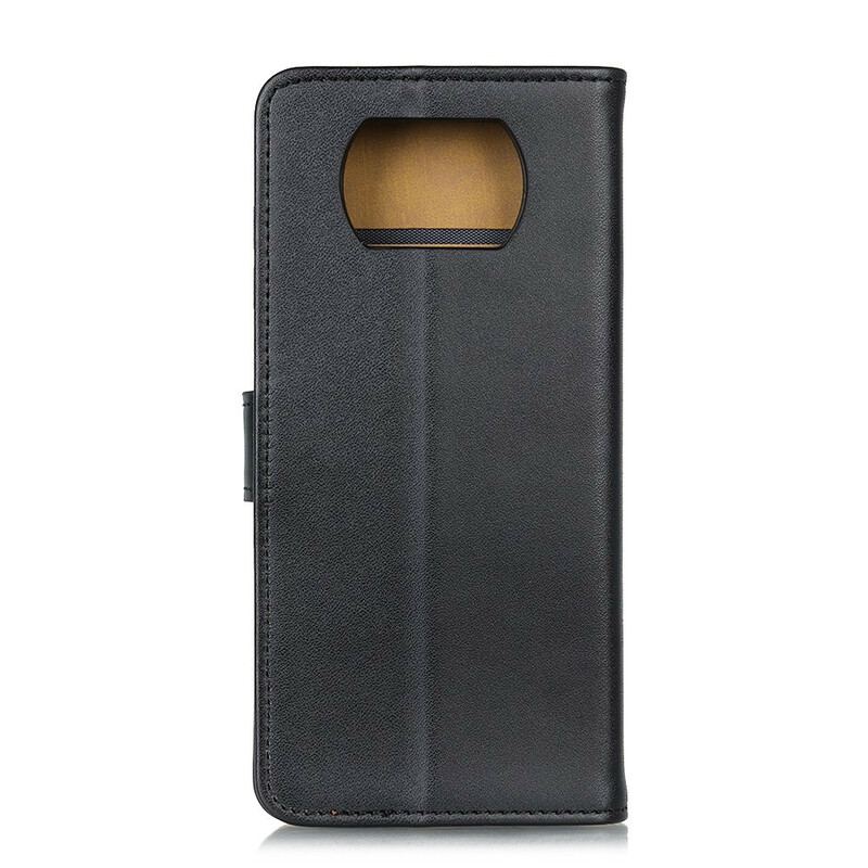 Capa Em Pele Para Poco X3 / X3 Pro / X3 NFC Couro Sintético Liso