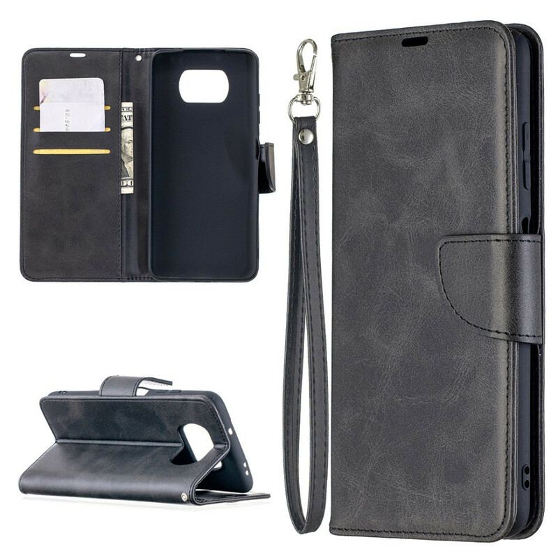 Capa Em Pele Para Poco X3 / X3 Pro / X3 NFC Flip Retalho Liso Oblíquo