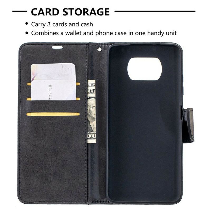 Capa Em Pele Para Poco X3 / X3 Pro / X3 NFC Flip Retalho Liso Oblíquo