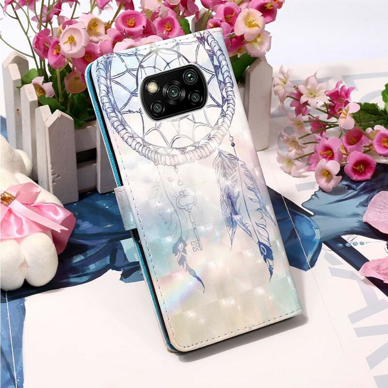Capa Flip Para Poco X3 / X3 Pro / X3 NFC Apanhador De Sonhos Aquarela