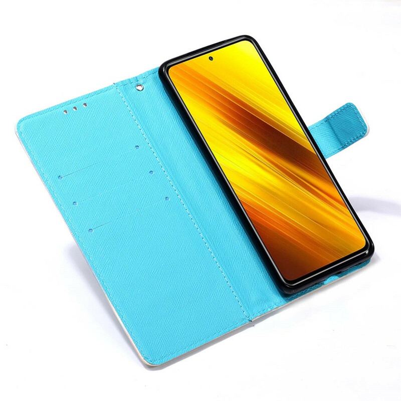 Capa Flip Para Poco X3 / X3 Pro / X3 NFC Borboletas Douradas