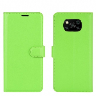Capa Flip Para Poco X3 / X3 Pro / X3 NFC Couro Falso Clássico